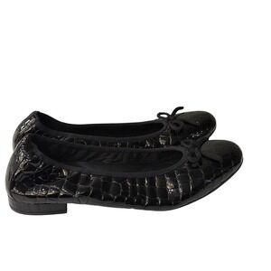 David Tate Black Croc Patent‎ Leather Ballet Flats Round Toe Low Heel Shoes 10